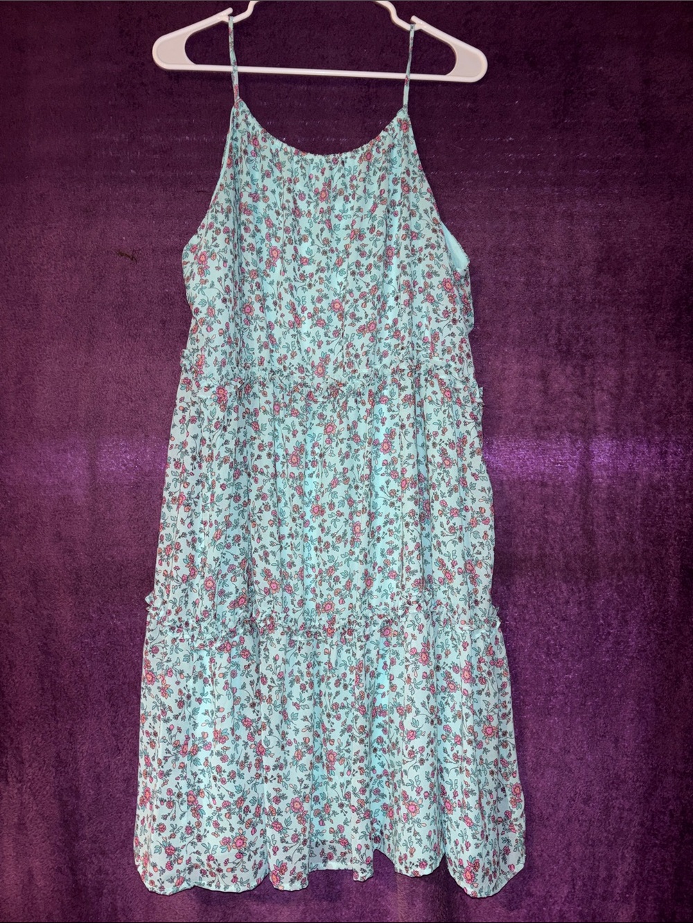 Women’s Floral Mint Tiered Sundress with Spaghetti Straps